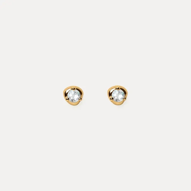 Stilnest Stone Fluid Ohrstecker Aquamarin Gold Vermeil