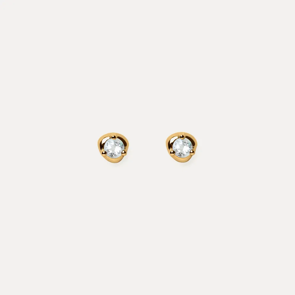 Stilnest Stone Fluid Ohrstecker Aquamarin Gold Vermeil