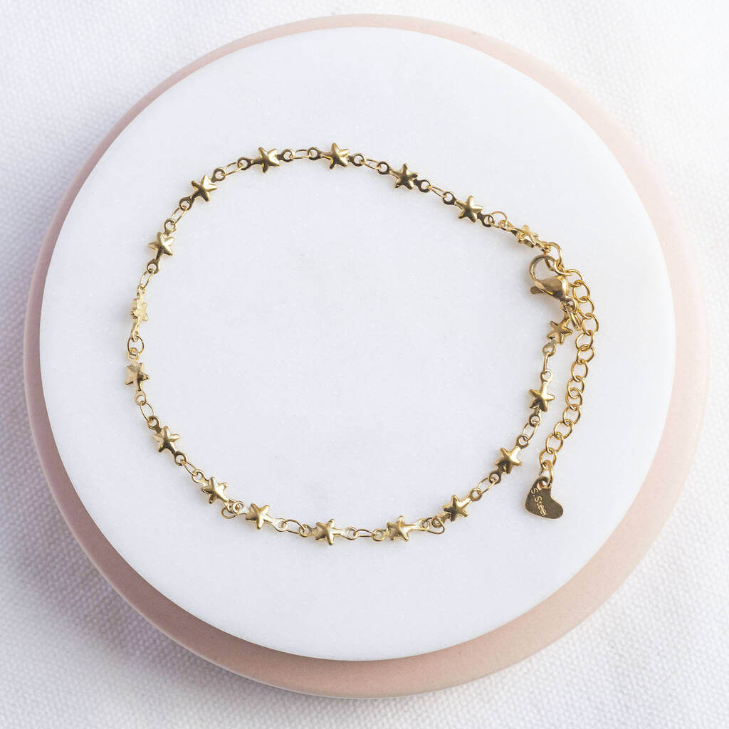 Joy by Corrine Smith Gold Fußkette Sterne vergoldet 23 cm