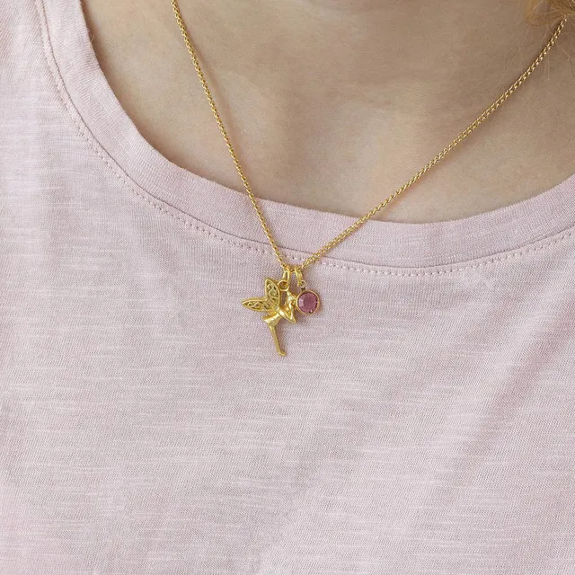 Joy by Corrine Smith Fairy Geburtsstein Halskette Gold personalisiert