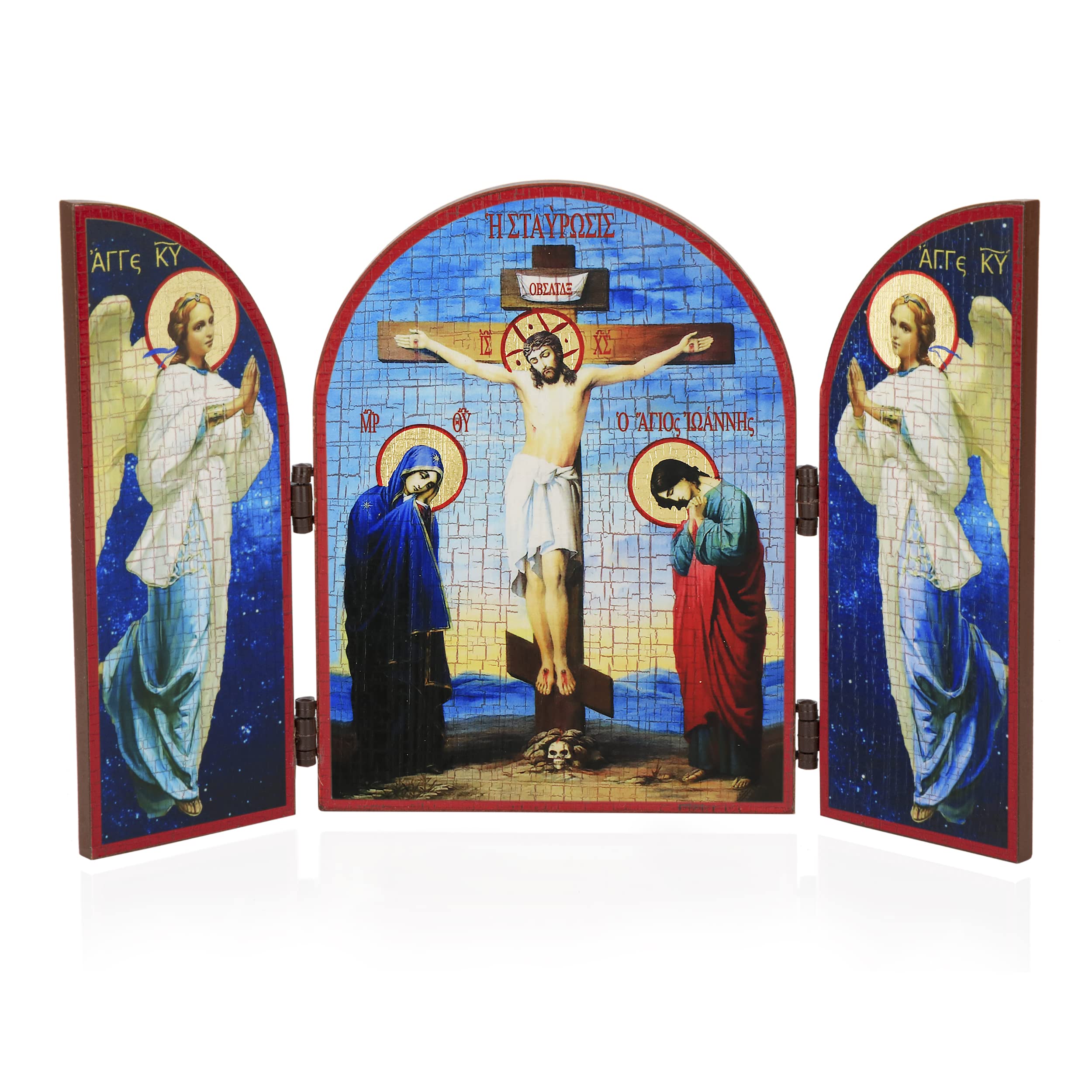 NKlaus Religious Icons Diptychon Herzen Jesu Mariä Holz
