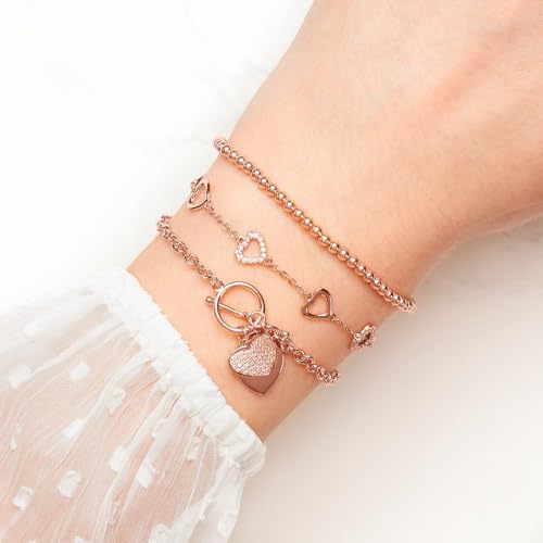 JEWLIX ID-Armbänder Herzarmband Rosé Silber Zirkonia