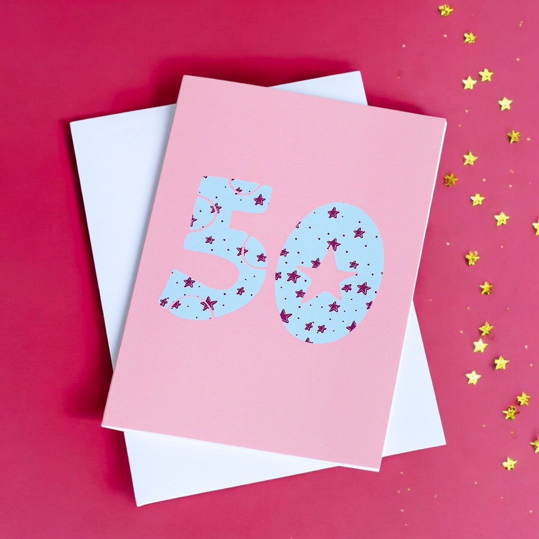 Joy by Corrine Smith 50th Birthday A6 Karte Sterne
