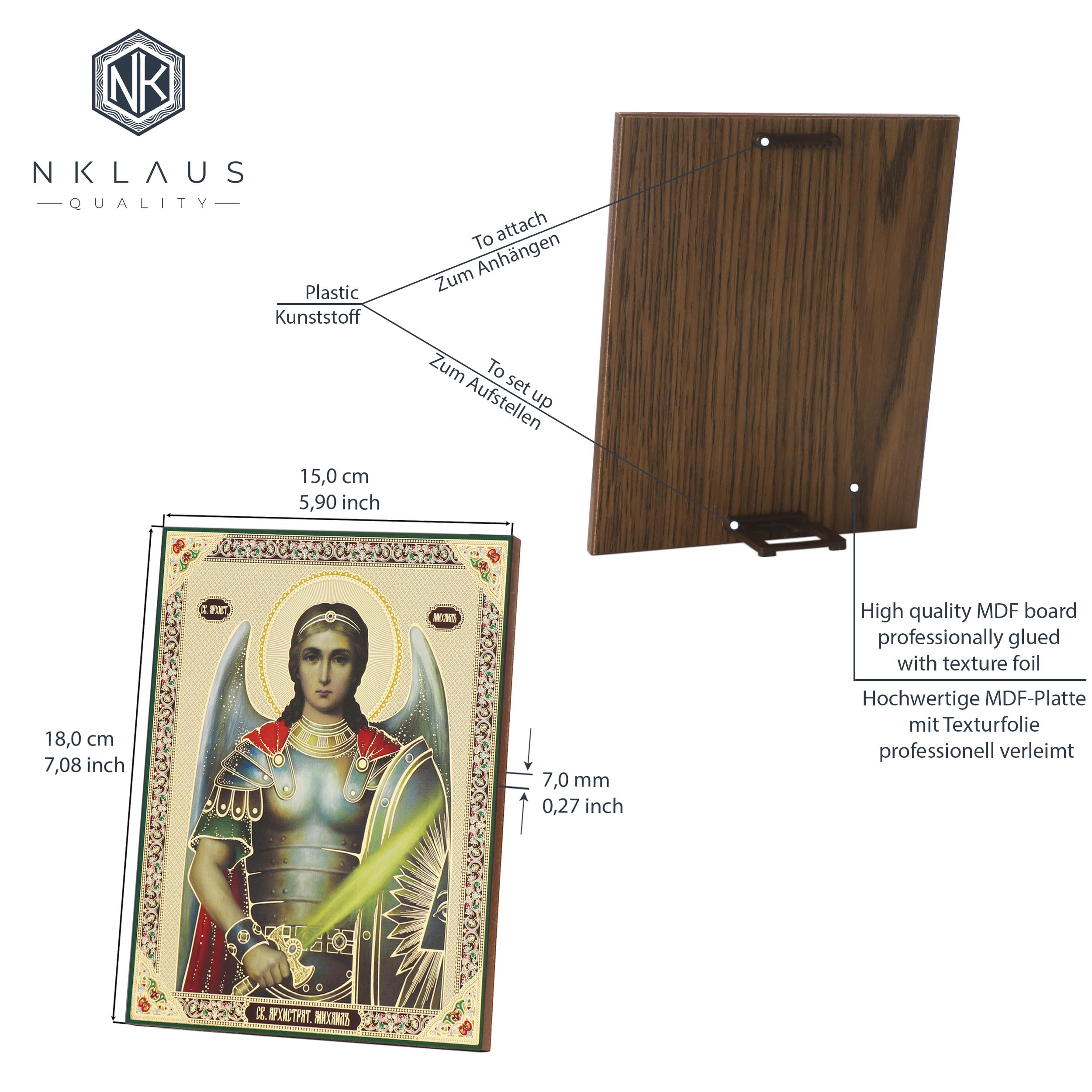 NKlaus Religious Icons Ikone Erzengel Michael Holz 15x18cm