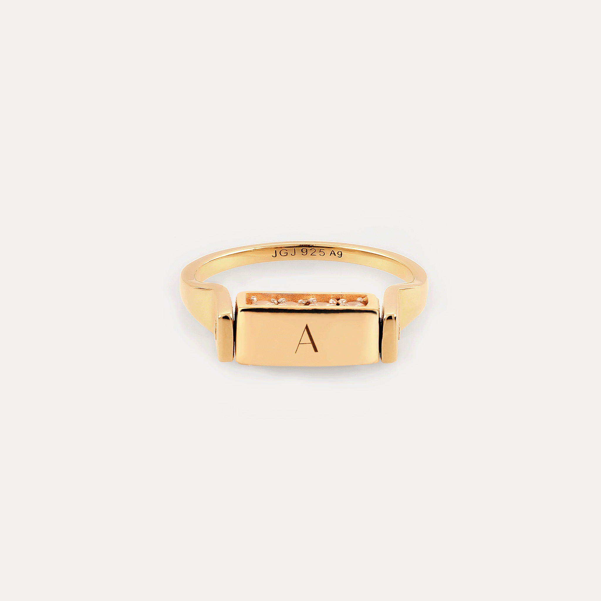 Stilnest Rings Saphir Brick Flip Ring 24k Gold Gr.54 Schwarz