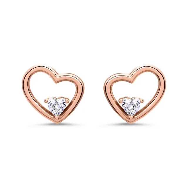 JEWLIX SE1073 Herz Ohrstecker Rosé 925 Silber Zirkonia