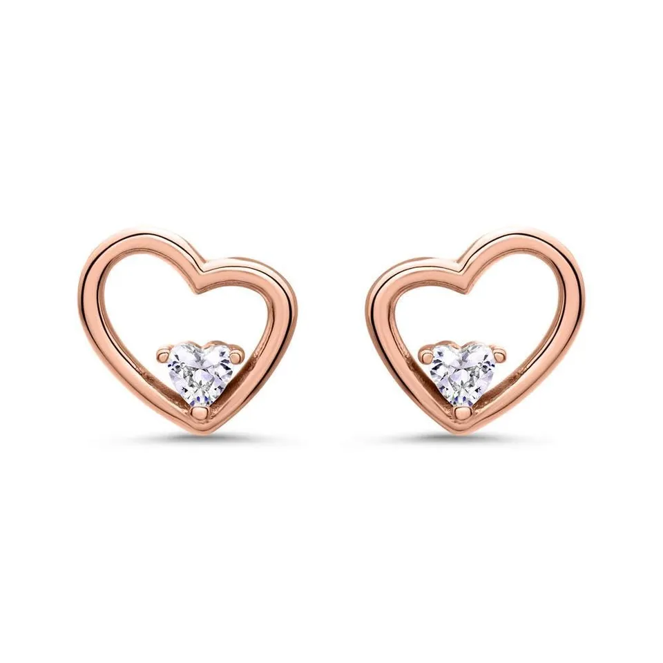 JEWLIX SE1073 Herz Ohrstecker Rosé 925 Silber Zirkonia