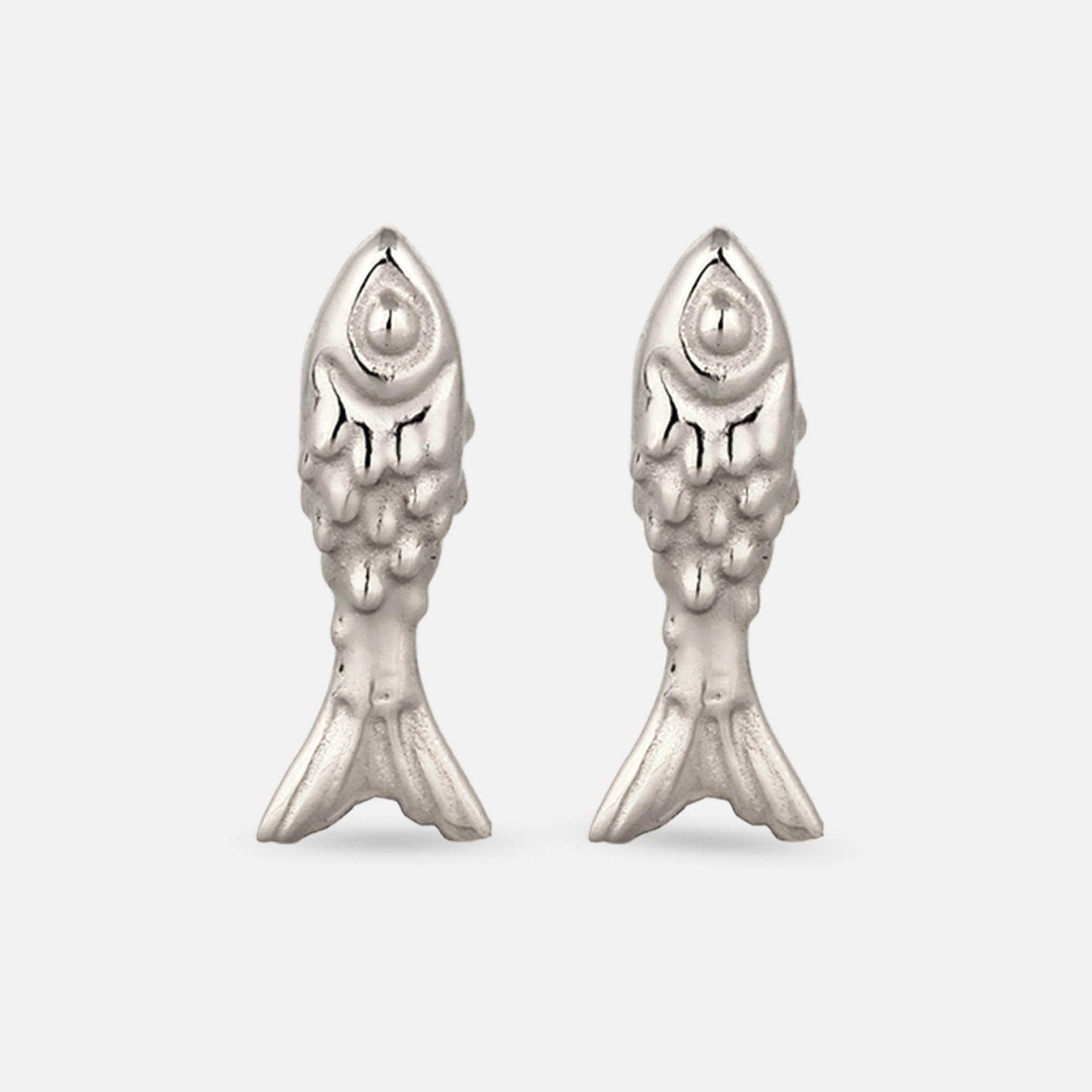 Stilnest Fish Ohrstecker 24k Gold Vermeil Fisch Textur