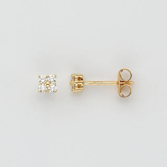 Eugen Rühle Ohrschmuck Ohrstecker quadratisch 0,17ct Brillant 585 Gold