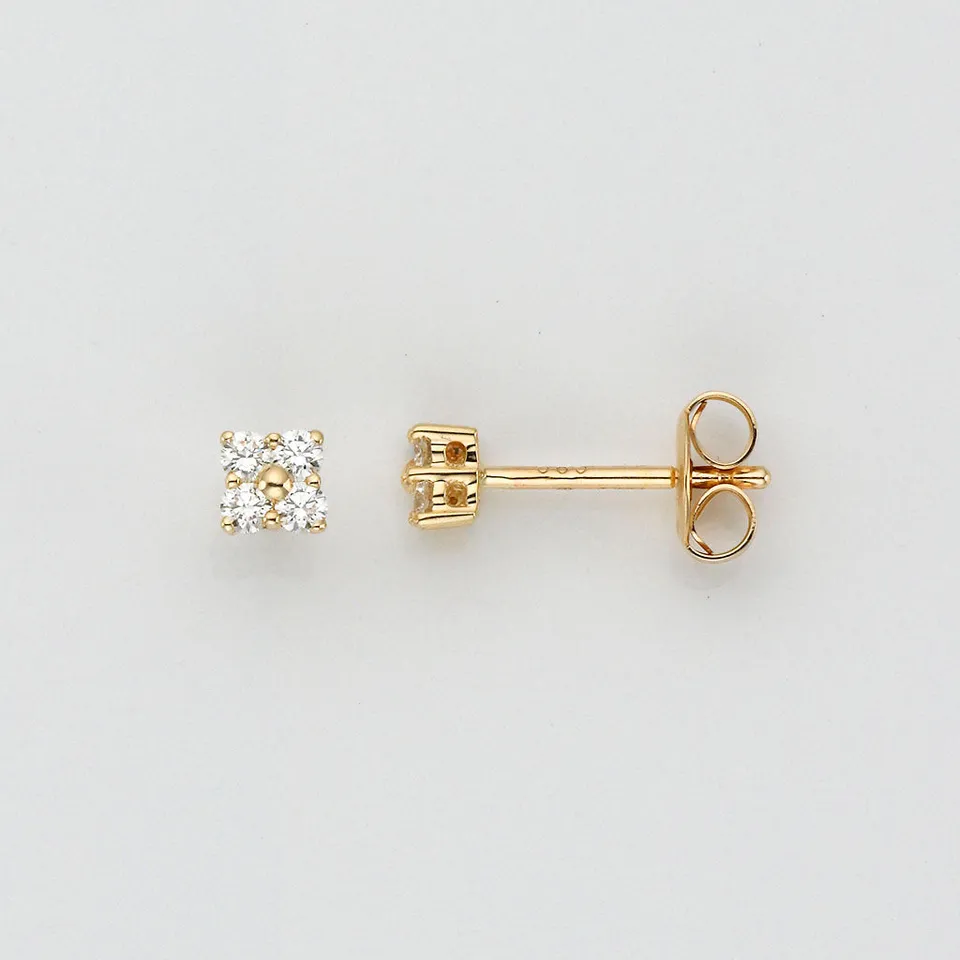 Eugen Rühle Ohrschmuck Ohrstecker quadratisch 0,17ct Brillant 585 Gold
