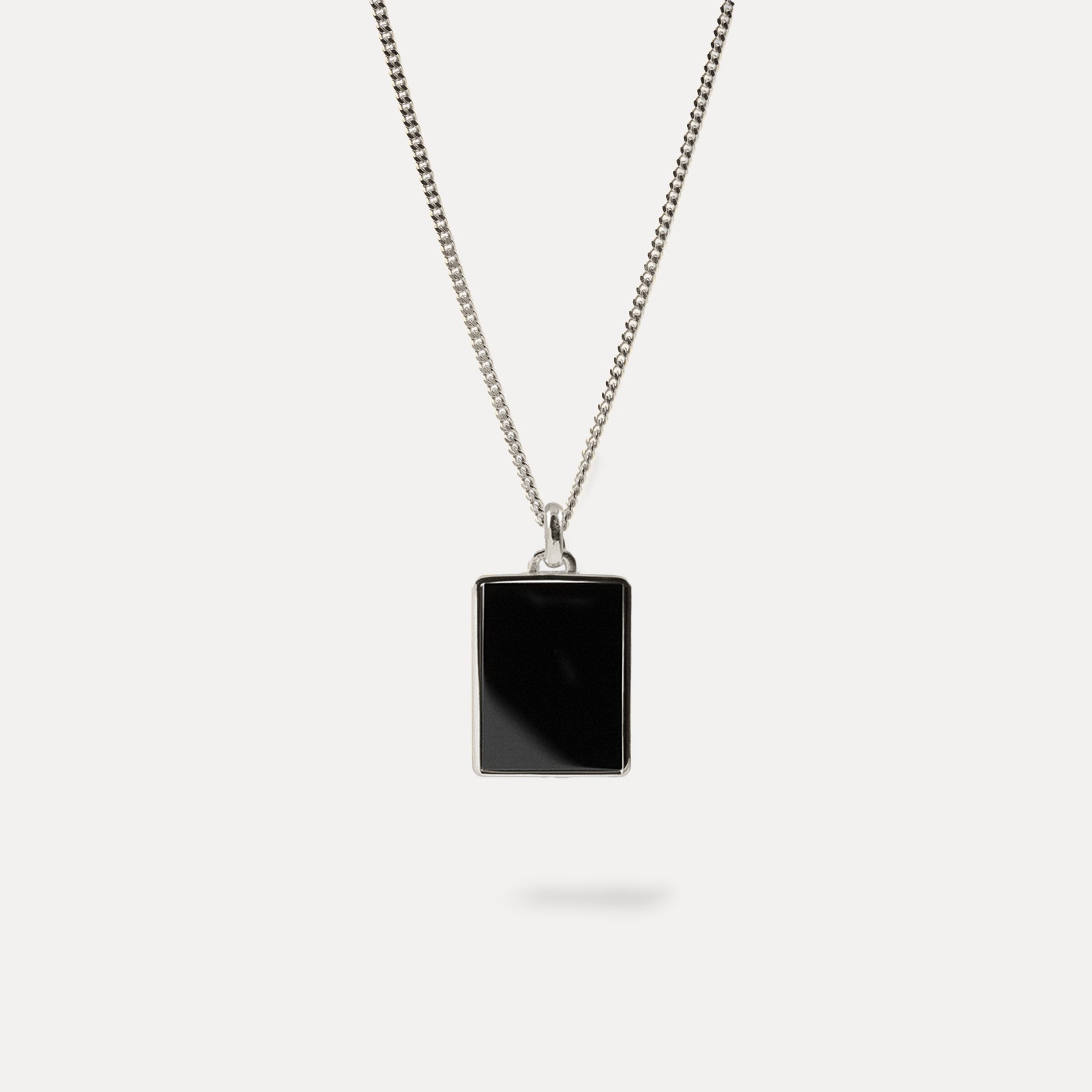 Stilnest Indefinable Onyx Tag Halskette 925 Silber 45cm Onyx