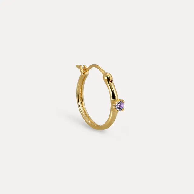Stilnest Amethyst Point of Light Creolen Single Silber / Gold