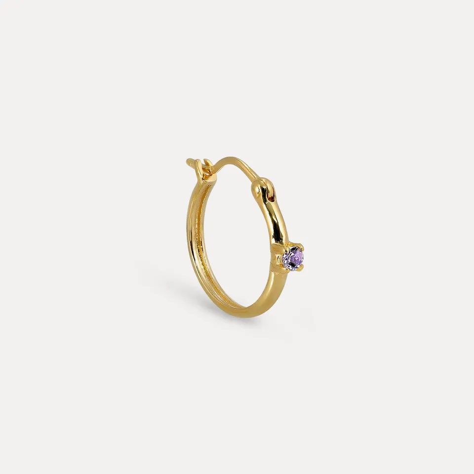 Stilnest Amethyst Point of Light Creolen Single Silber / Gold