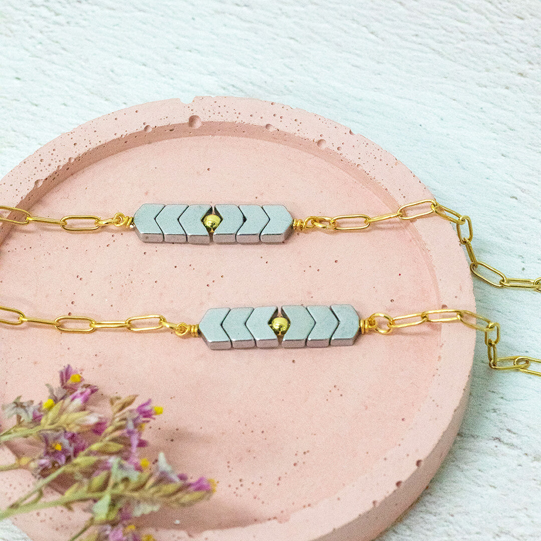Joy by Corrine Smith Asteria Hematite Armband Gold limitiert