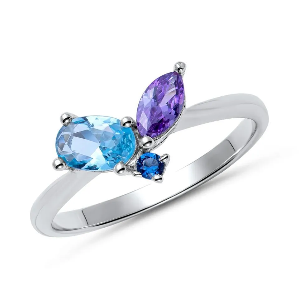 JEWLIX Ring Damen 925er Silber Zirkonia lila Gr. 54