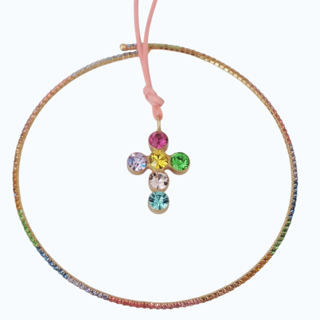 Alevá Bijoux Box Spring Box Halskette Kreuz Anhänger Multicolor