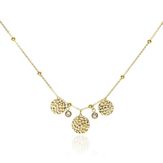 JEWLIX Zirkoniakette Halskette Edelstahl Gold 2 Steine