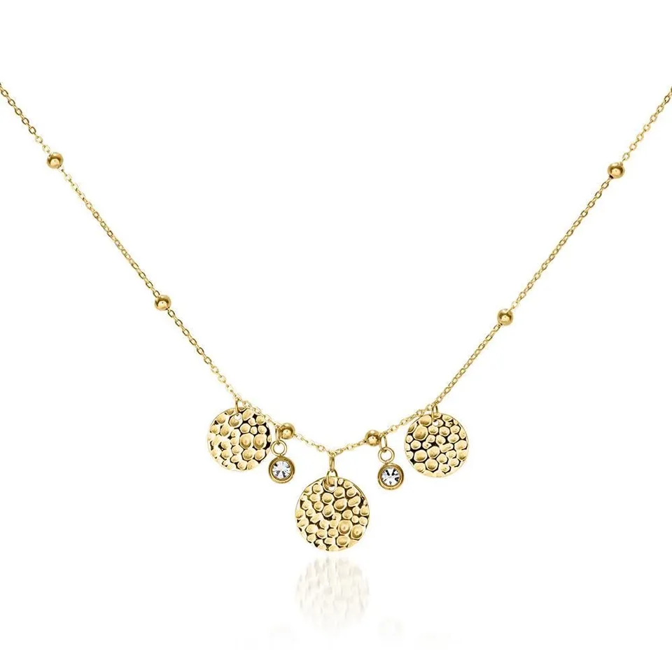 JEWLIX Zirkoniakette Halskette Edelstahl Gold 2 Steine