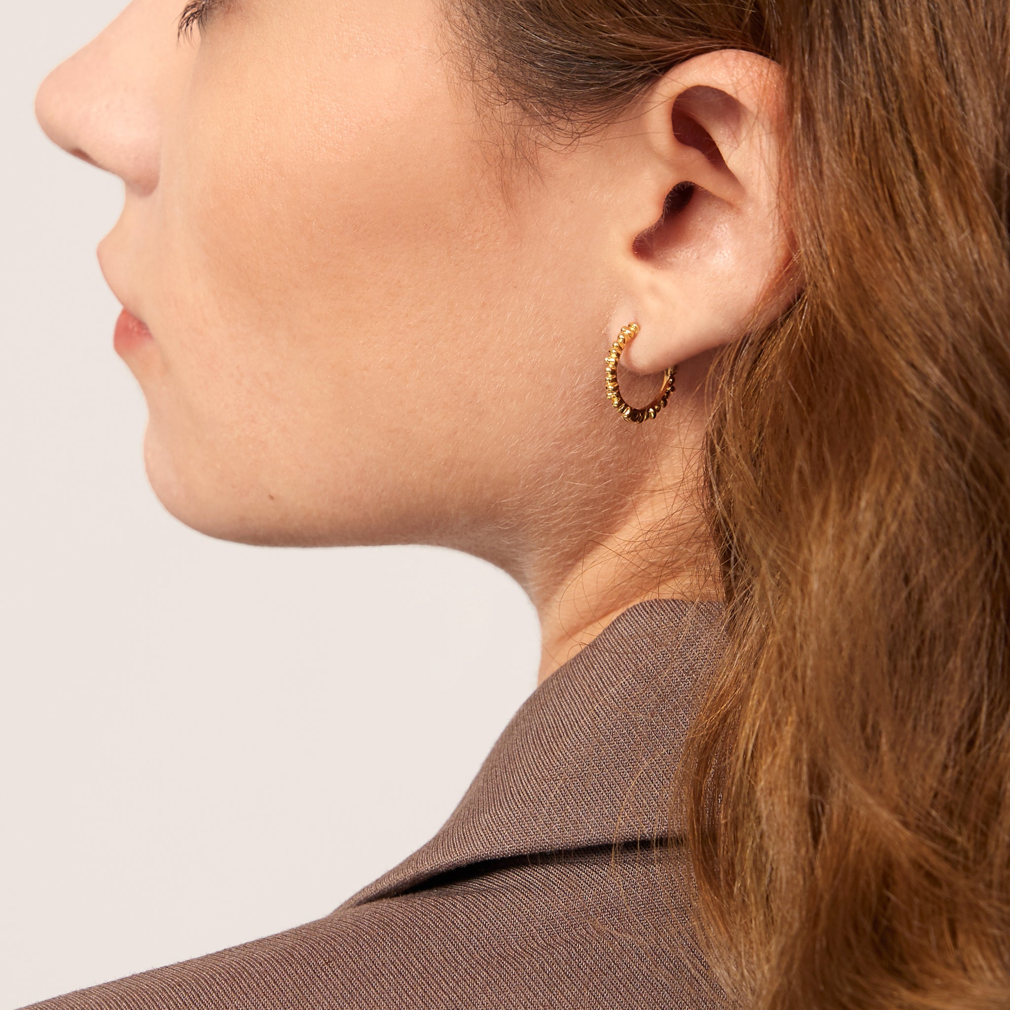 Stilnest Ore Creolen Ohrringe 585 Gold Nugget Design