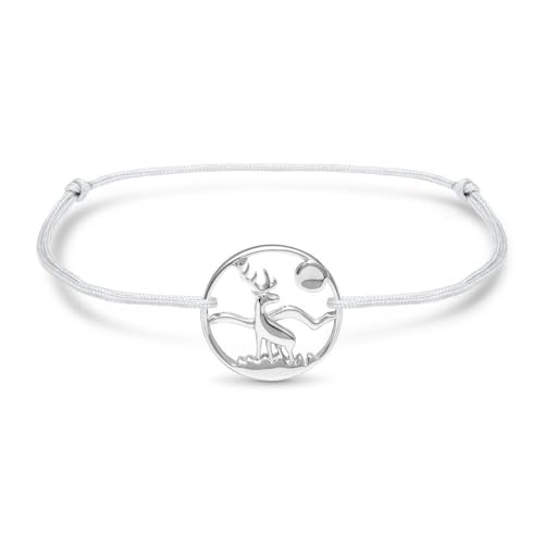 JEWLIX TXB0140 Textilarmband grau Hirsch 925 Silber