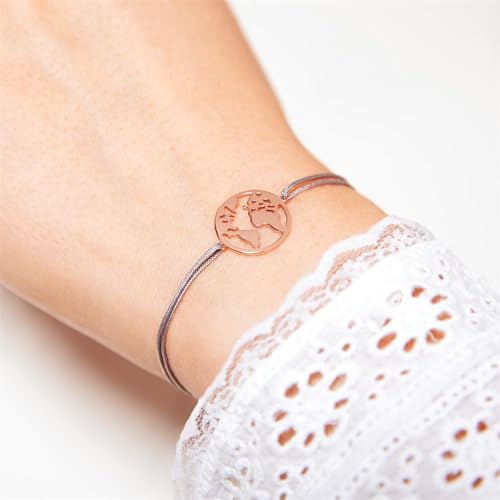 JEWLIX ID-Armband Welt Textil grau Silber Rosé