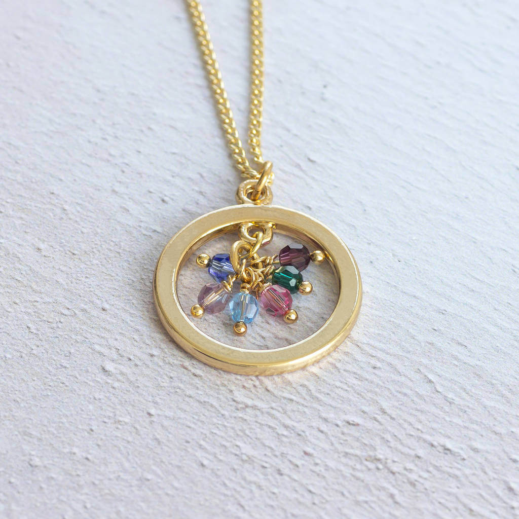Joy by Corrine Smith Family Birthstone Halo Halskette Gold