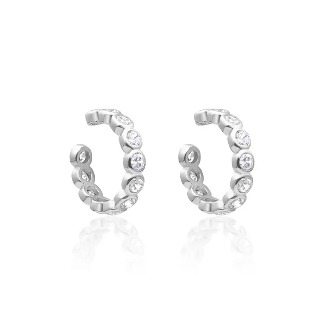 JEWLIX Ohrstecker Ear Cuffs Zirkonia 925 Silber Weiß Paar