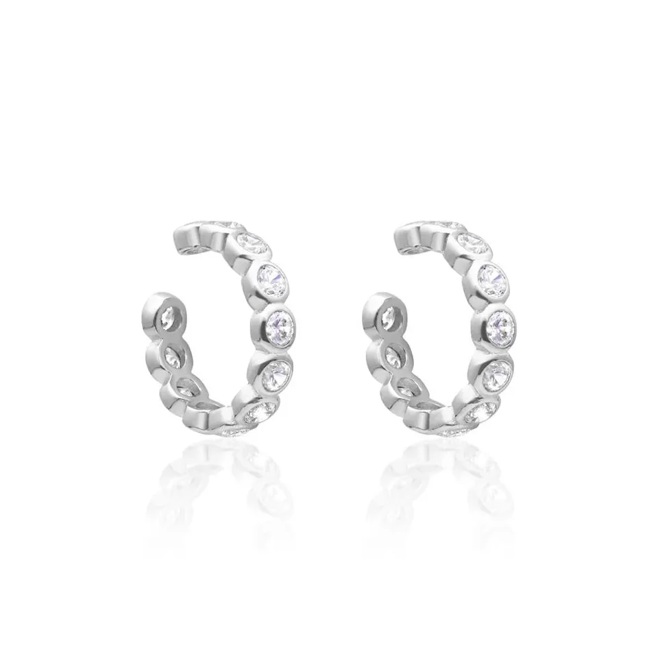 JEWLIX Ohrstecker Ear Cuffs Zirkonia 925 Silber Weiß Paar