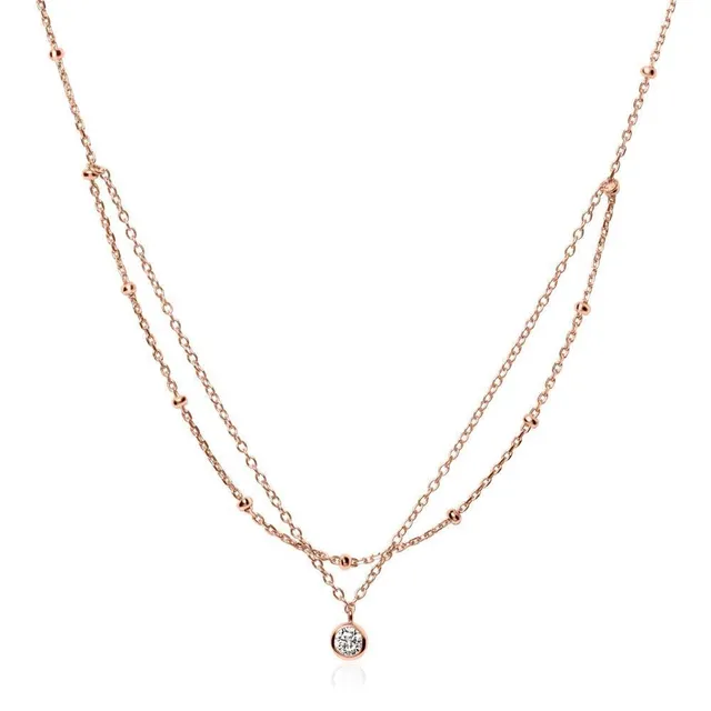 JEWLIX SN0511 Layerkette 925 Silber Zirkonia rosé