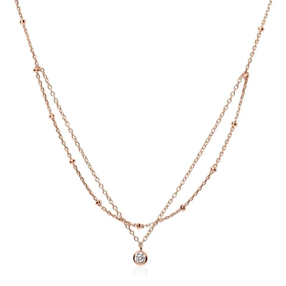 JEWLIX SN0511 Layerkette 925 Silber Zirkonia rosé