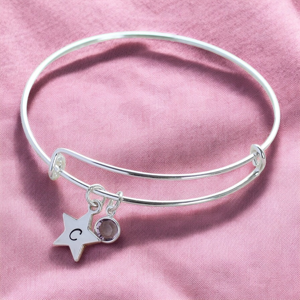 Joy by Corrine Smith Star Birthstone Armreif Silber 1,5 cm