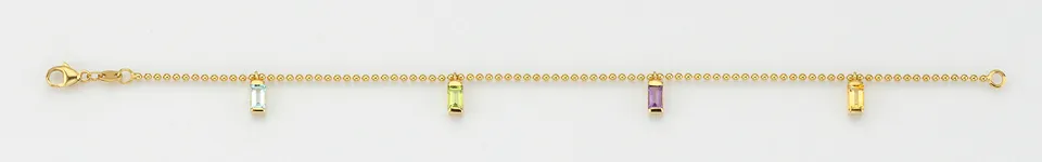 Eugen Rühle Armbänder Kugelkette 5x3mm Armband mit 4 Farbsteinen 585 Gold