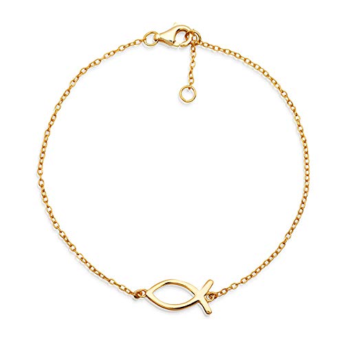 JEWLIX ID-Armbänder Ichthys Silberarmband Gold 925er Silber