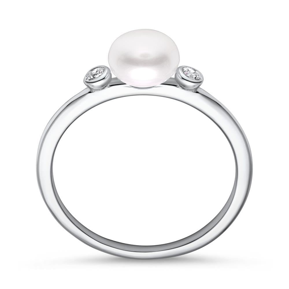 JEWLIX Perle Zirkonia Ring 925 Silber Größe 54