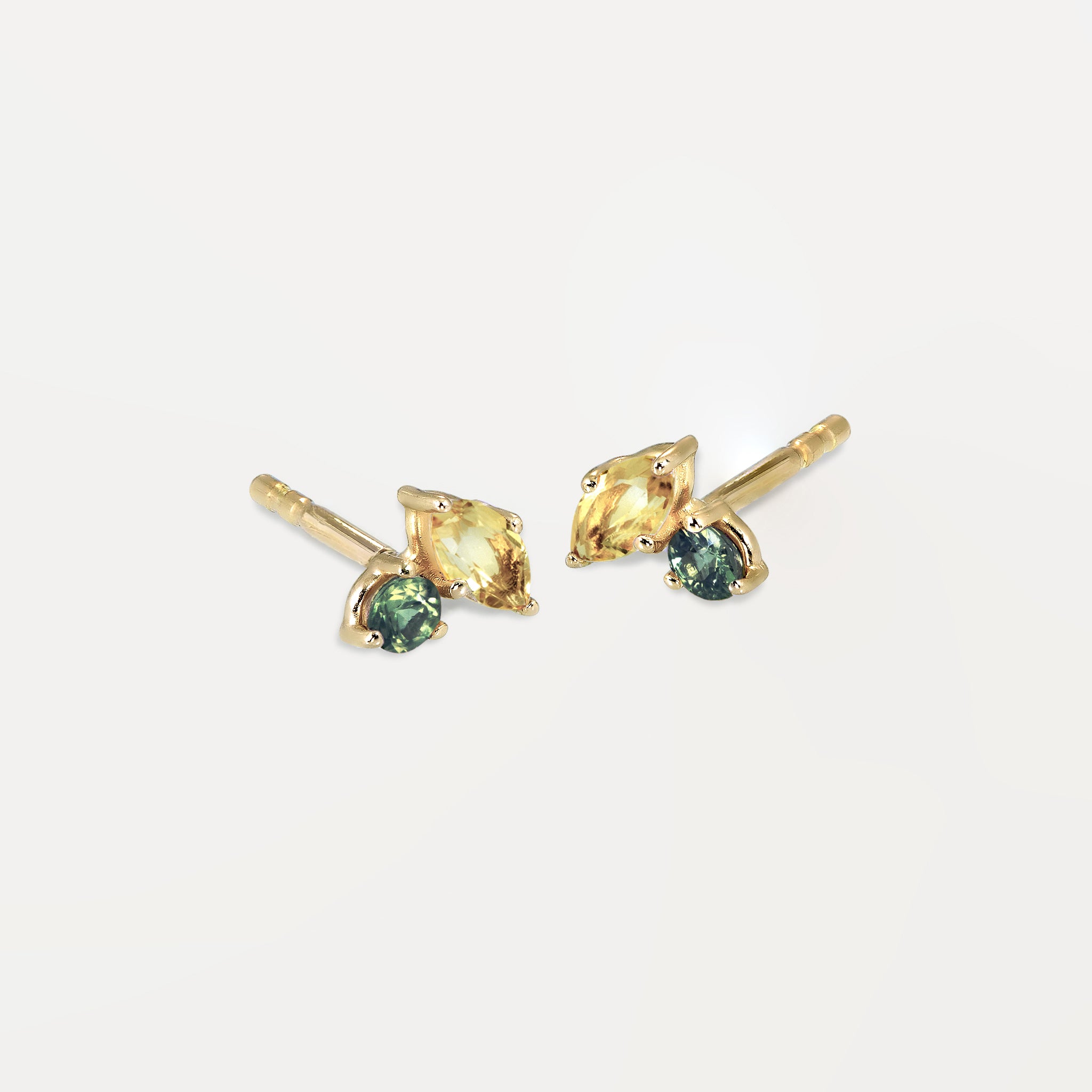 Stilnest Joy Ohrstecker 585 Gold Citrin Grüner Saphir