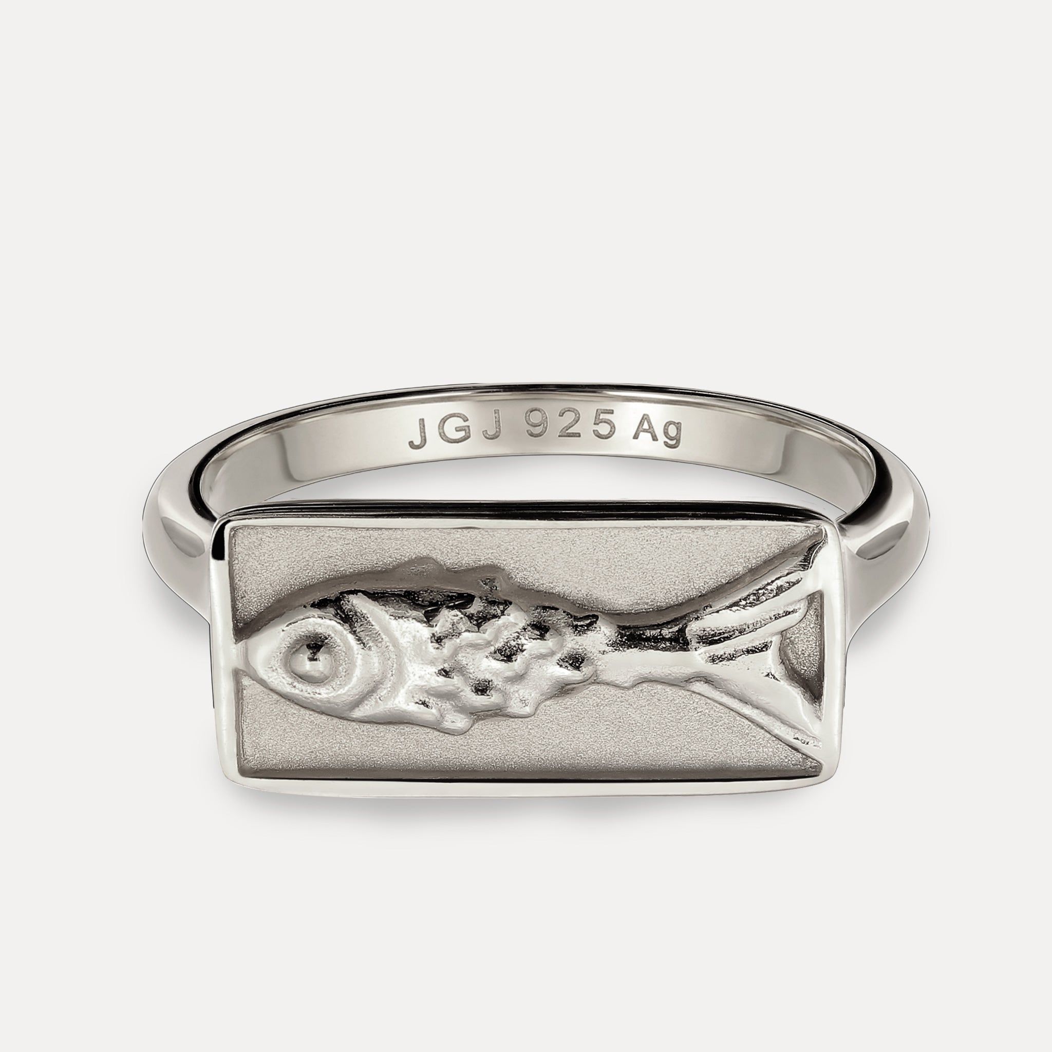 Stilnest Fish Siegelring 24k Gold Vermeil Gr 52
