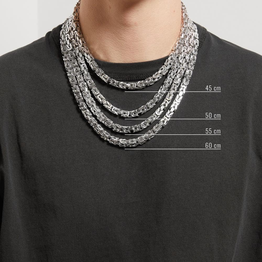 JEWLIX Königskette 925 Silber 7,5 mm Vierkant Halskette rhodiniert