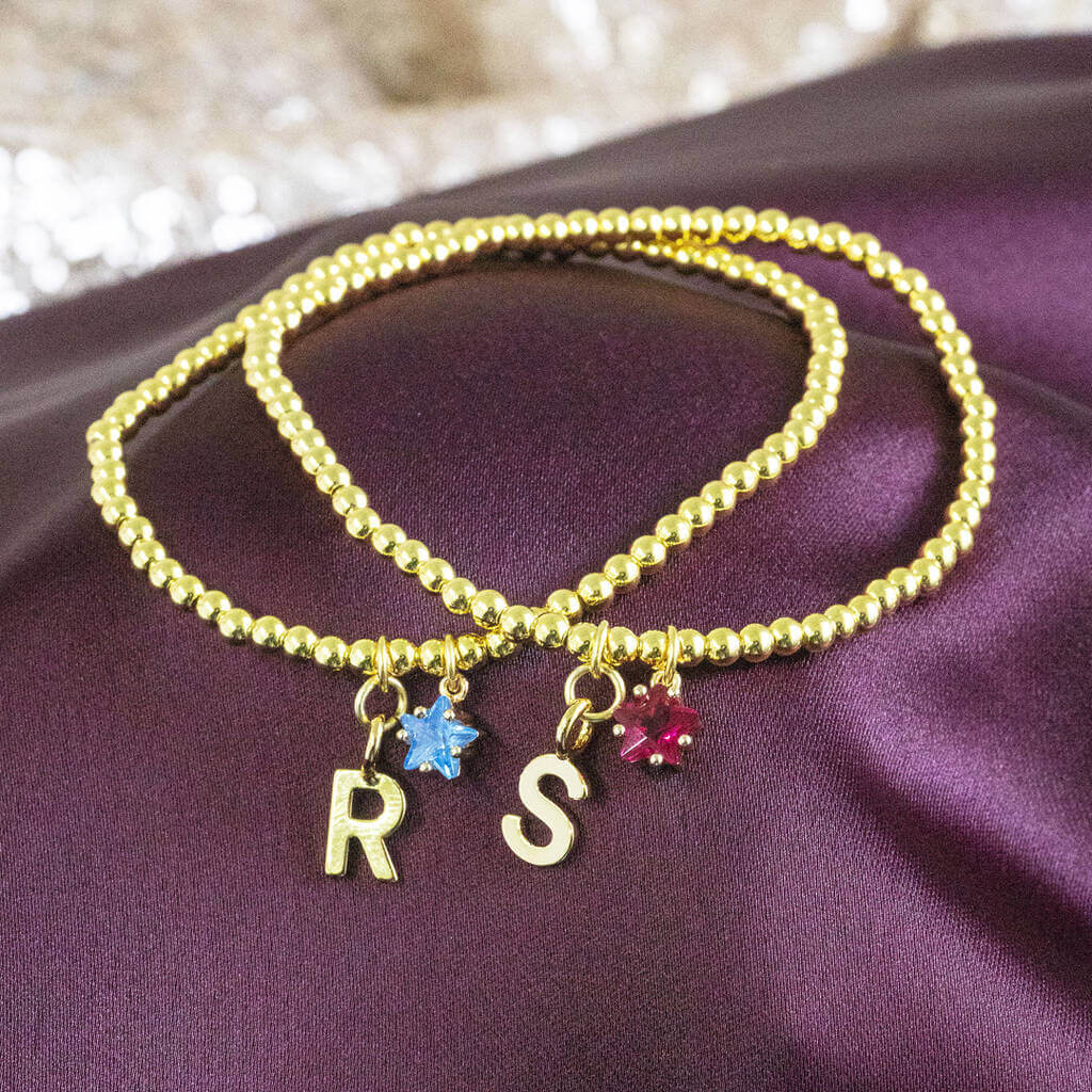 Joy by Corrine Smith Initial Birthstone Star Armband Gold