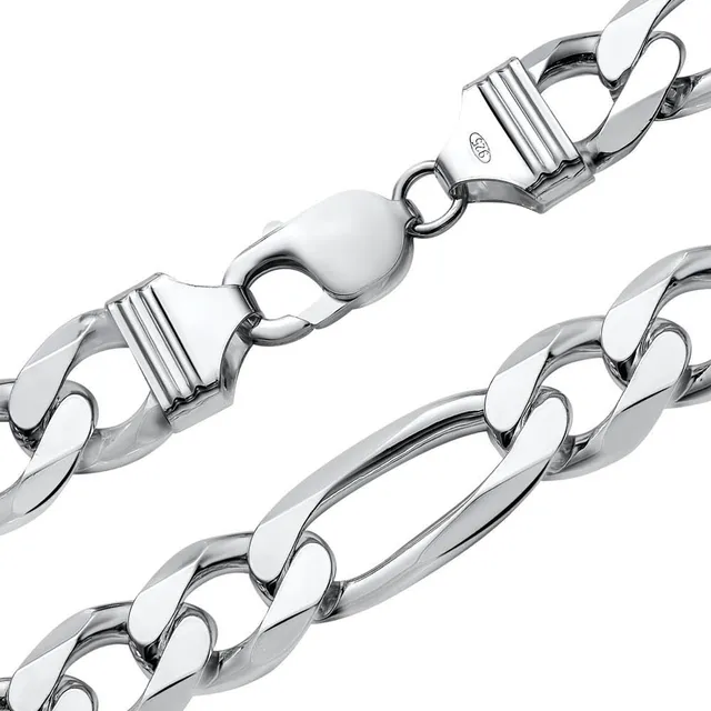 JEWLIX Figarokette 13mm Silberkette Silber 50 cm breit