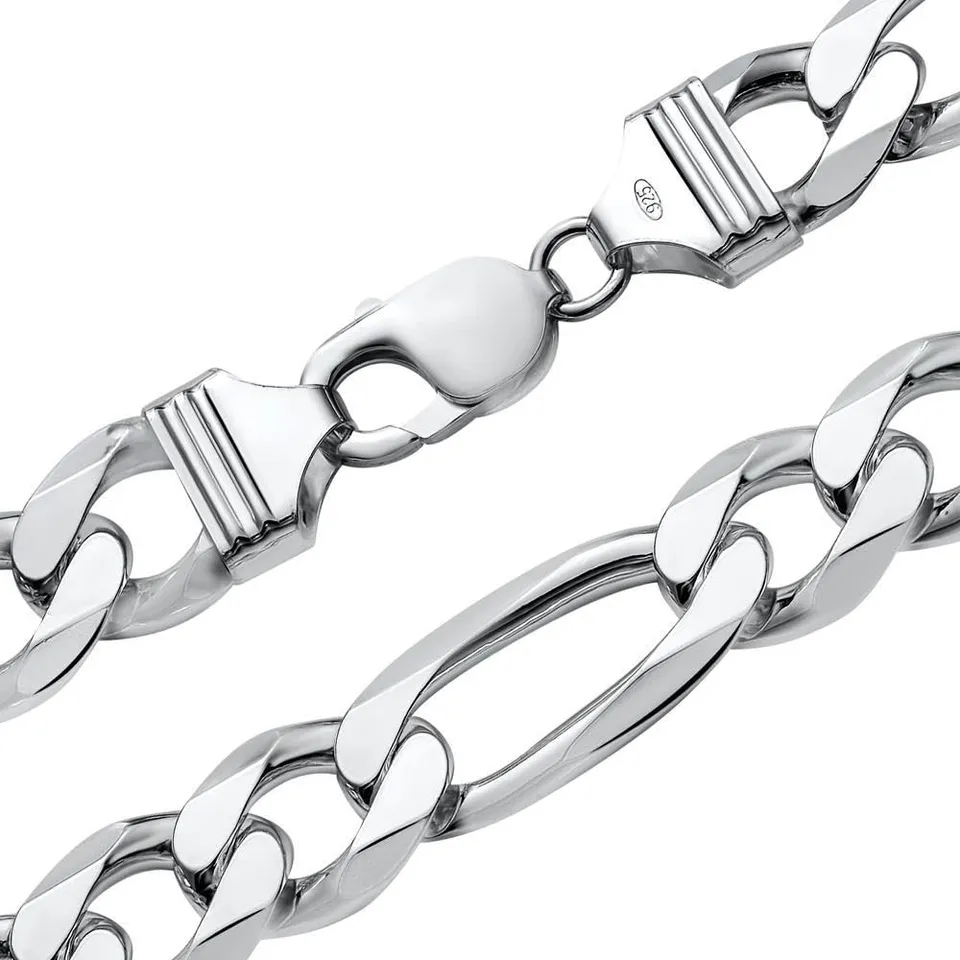 JEWLIX Figarokette 13mm Silberkette Silber 50 cm breit