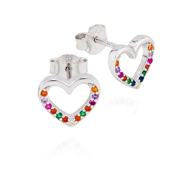 NKlaus JEWELLERY Chakra-Herz Ohrstecker Silber bunt 8x9mm