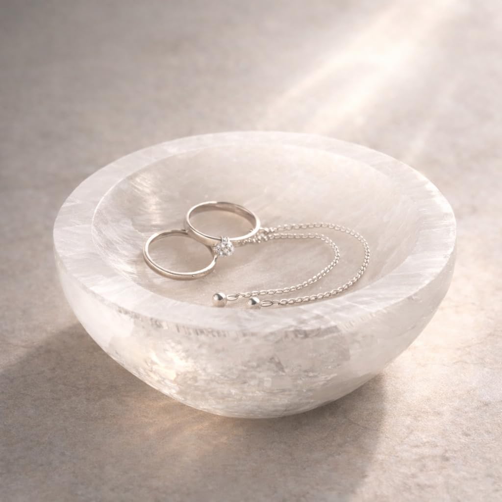 NKlaus Healing Crystals Selenit-Schale 7,5 cm Kristallschale satiniert