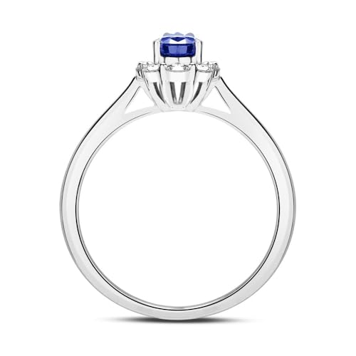 JEWLIX Saphirring 585 Weißgold Diamanten Ring 0,62 ct