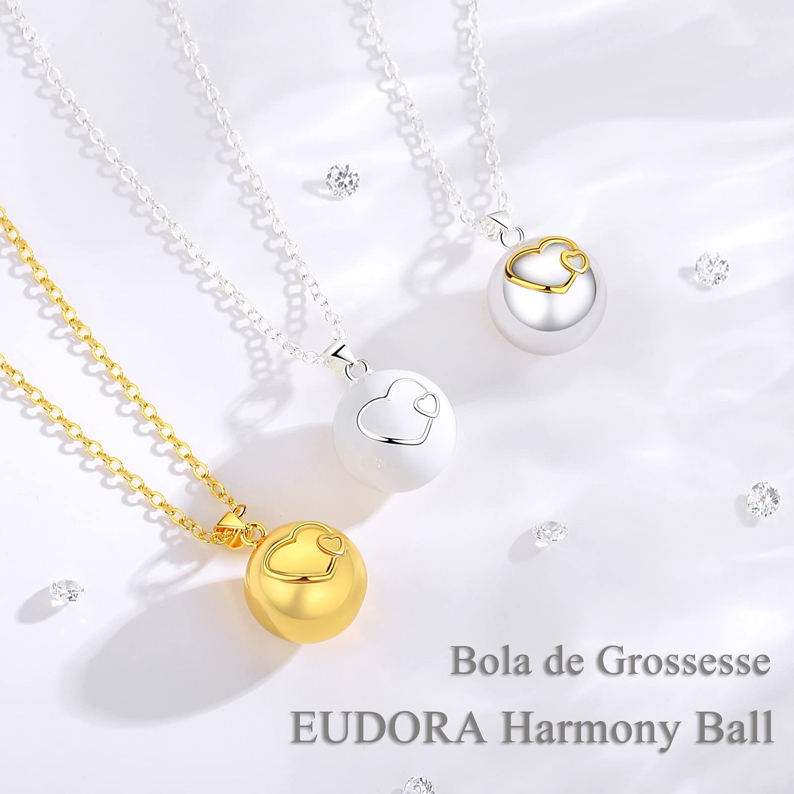 Eudora Harmony Bola Klangkugel Kette Doppelherz 114cm