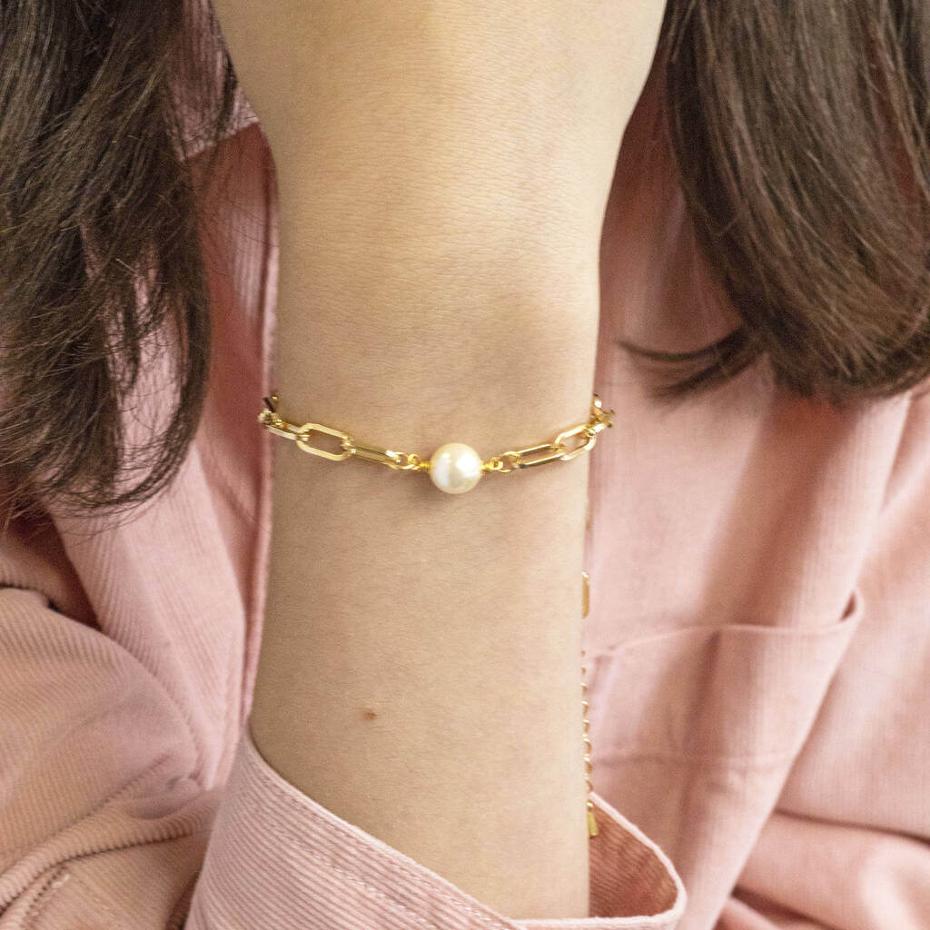 Joy by Corrine Smith Chunky Chain Armband Gold Perle
