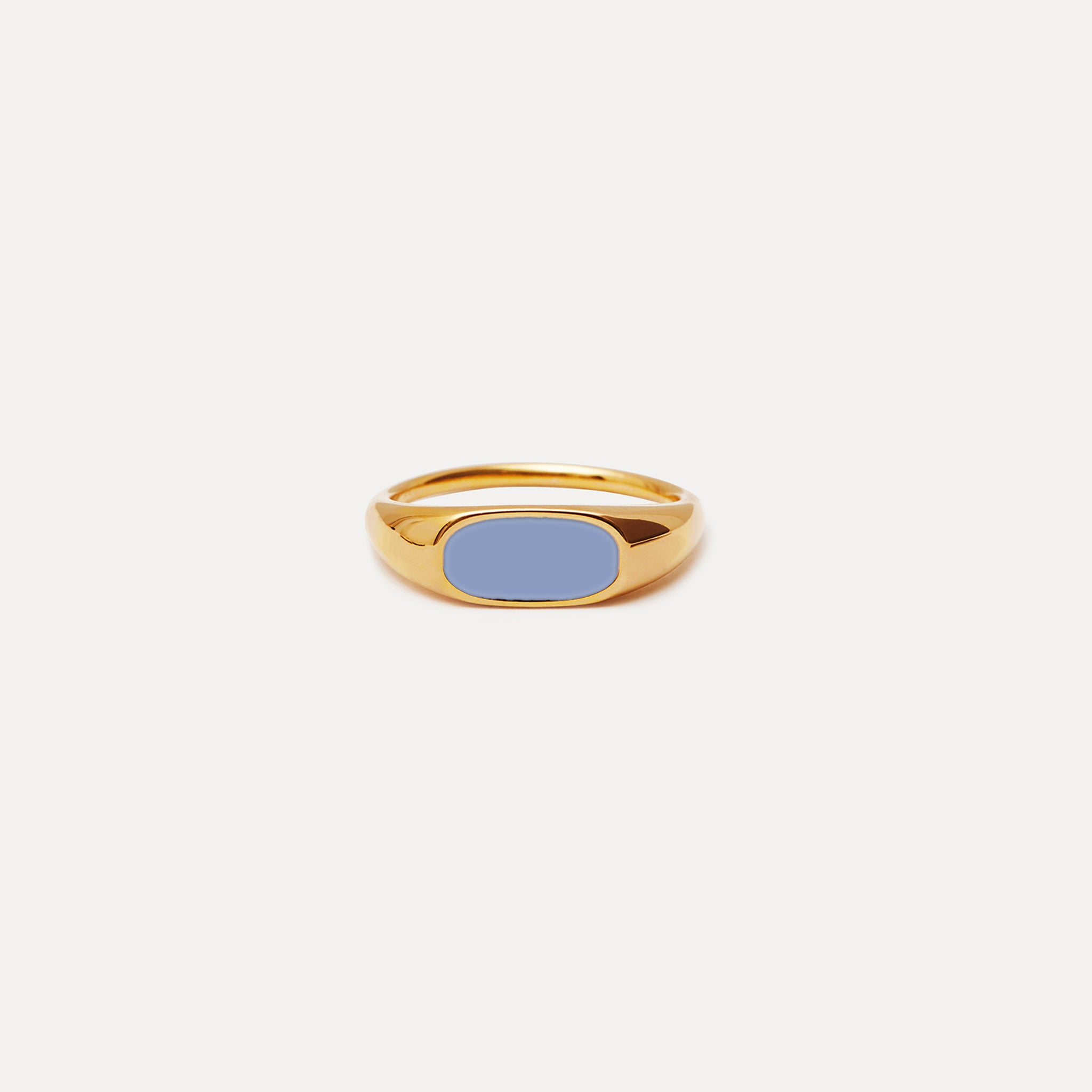 Stilnest Bombé Bold Ring Bleichblau Emaille Gold 52