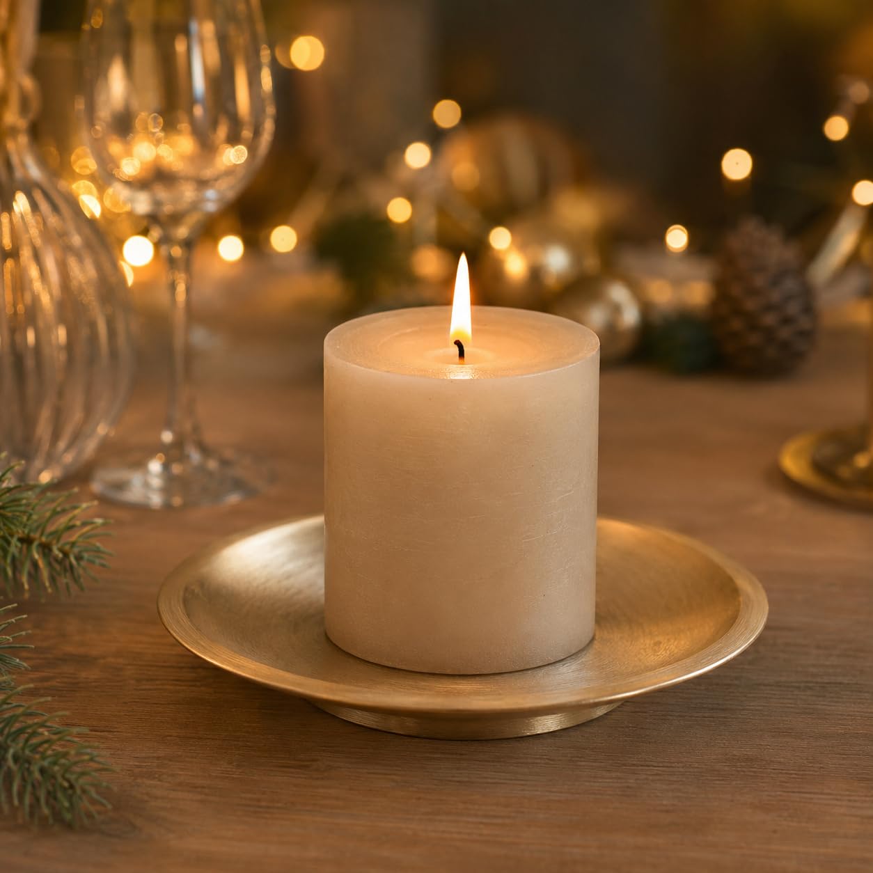 NKlaus Candle Holder Kerzenteller Messing 8 cm Gold matt