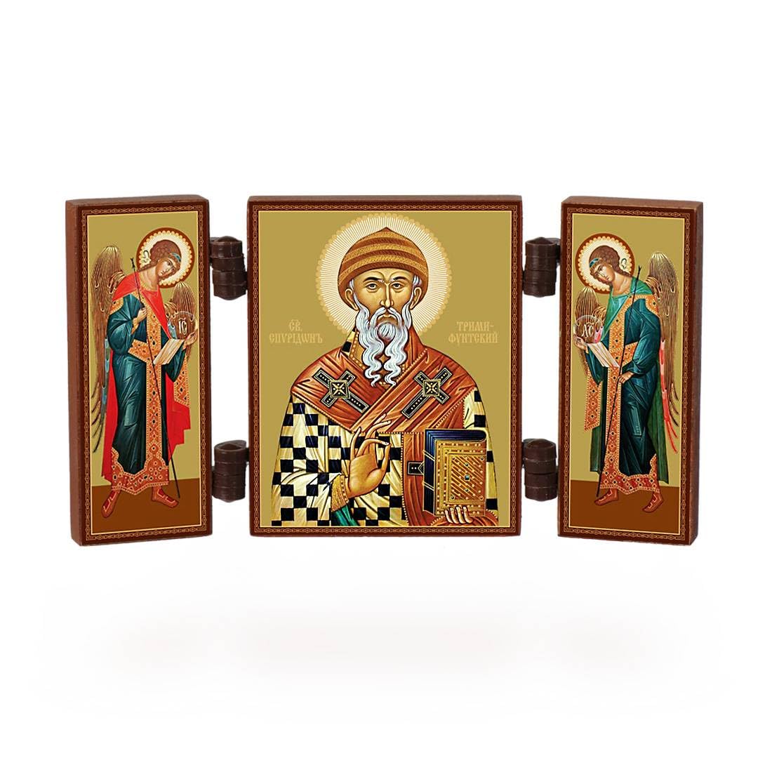 NKlaus Heiliger Georg Triptychon Ikone Holz 9,5cm Drachentöter