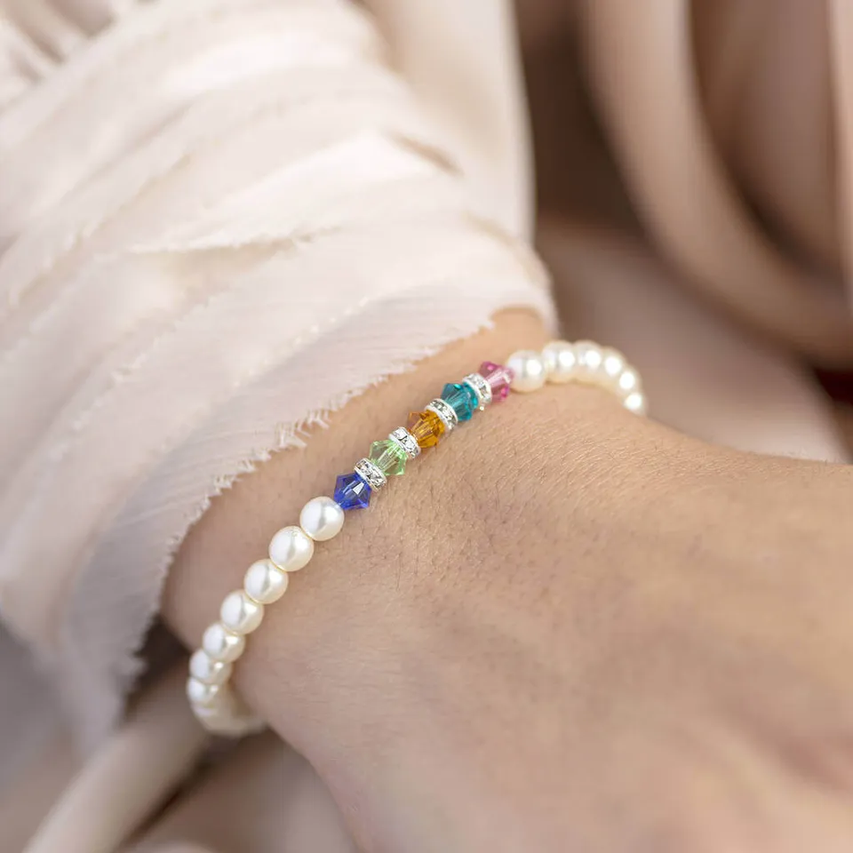 Joy by Corrine Smith Family Birthstone Armband Silber Perle