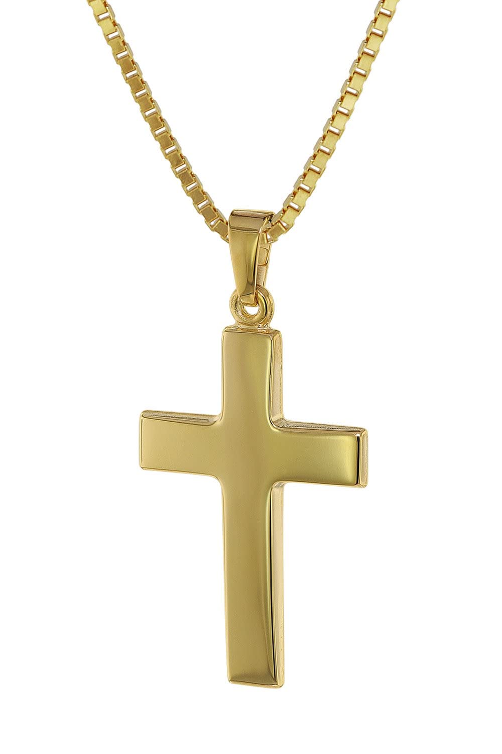 trendor Kreuz-Anhänger 24 mm Gold 333 Halskette 50 cm